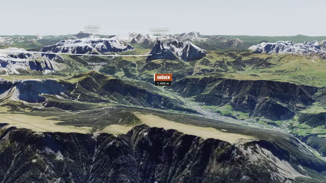 Gröden im 3D-Flug