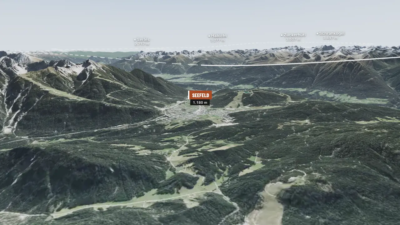 Seefeld im 3D-Flug