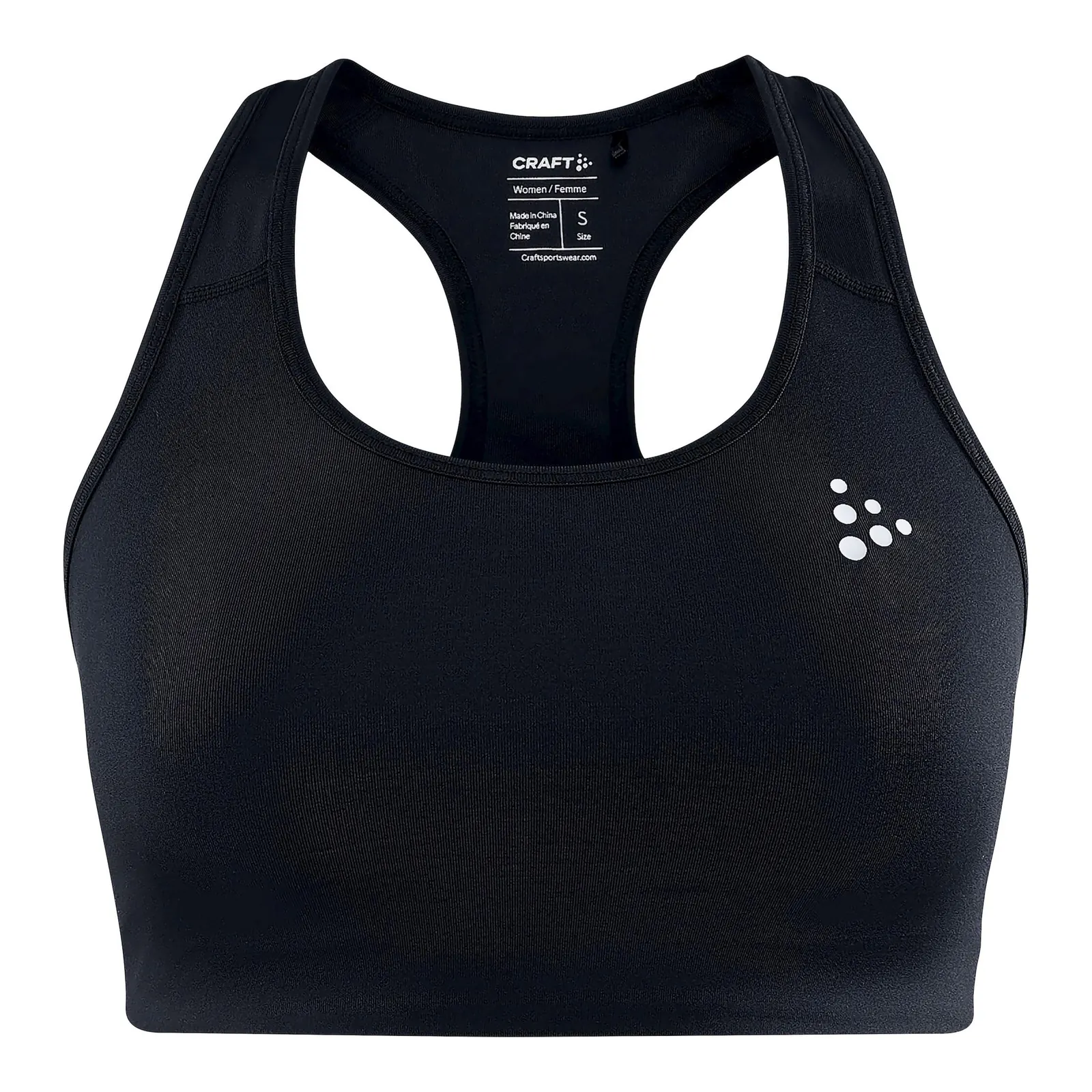 Schwarzer Craft Training Bra Classic mit breiten Trägern und Ringerrücken