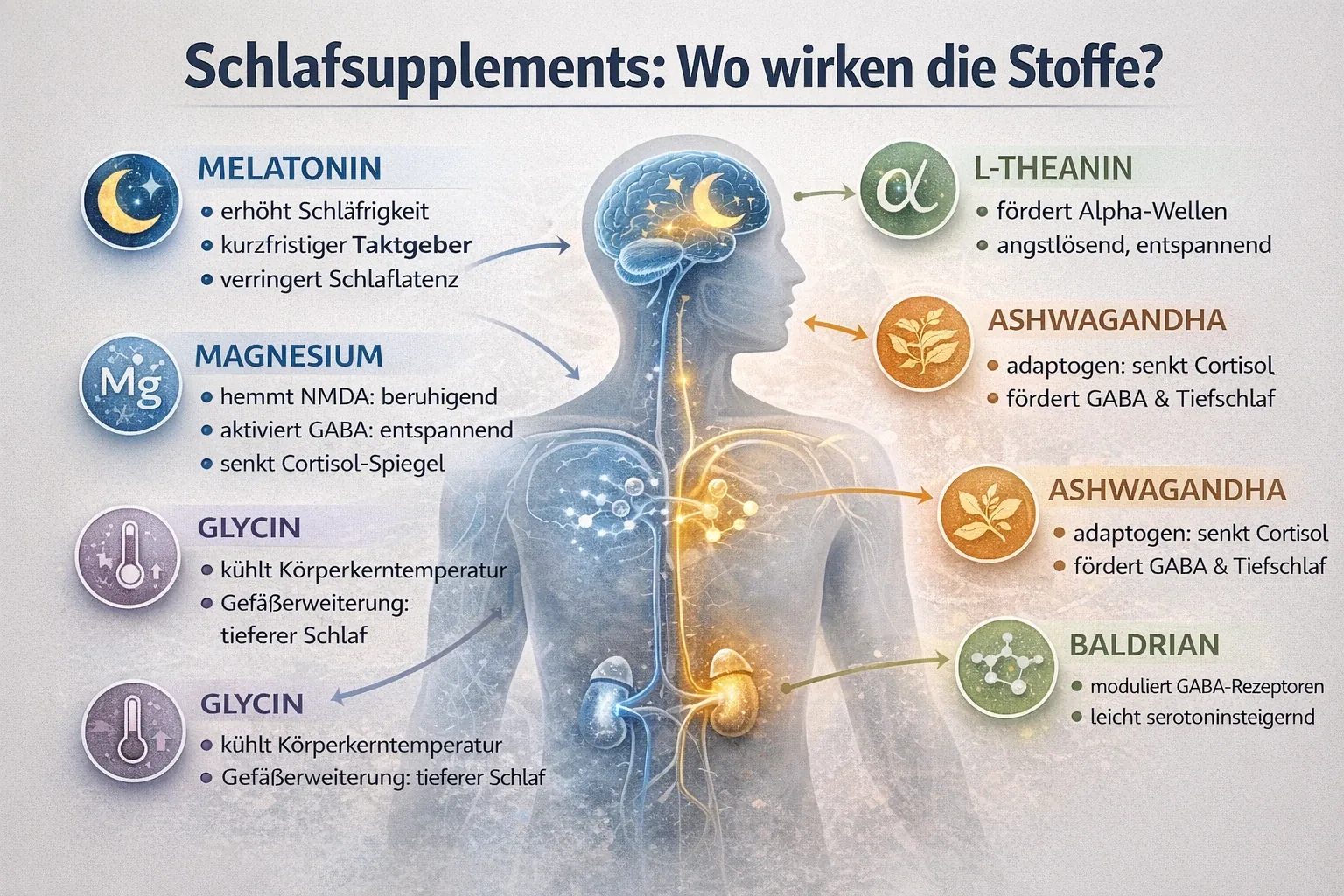 Die Supplements und wie sie wirken.