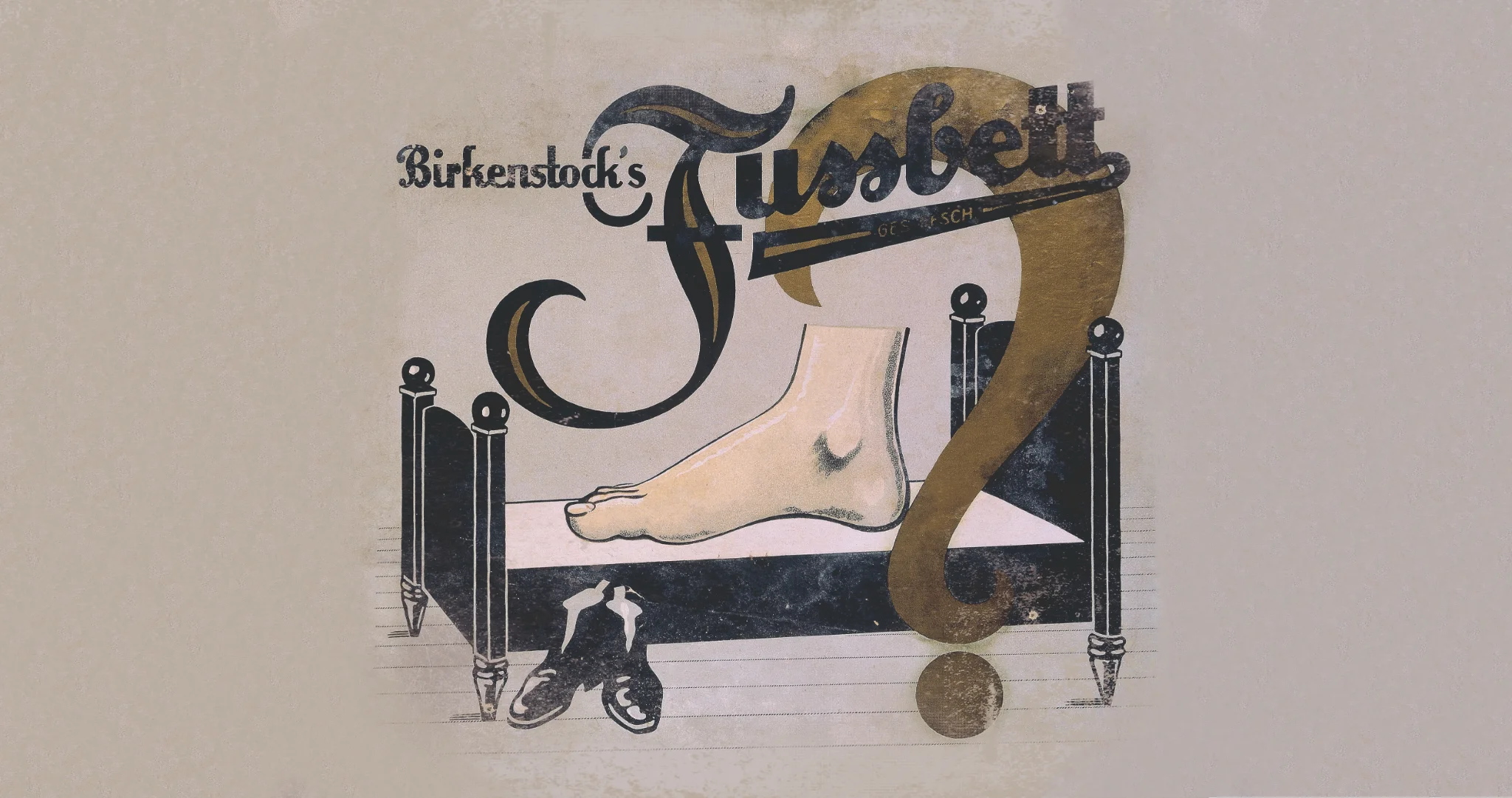 Werbetafel für das BIRKENSTOCK Fußbett, 1920er Jahre