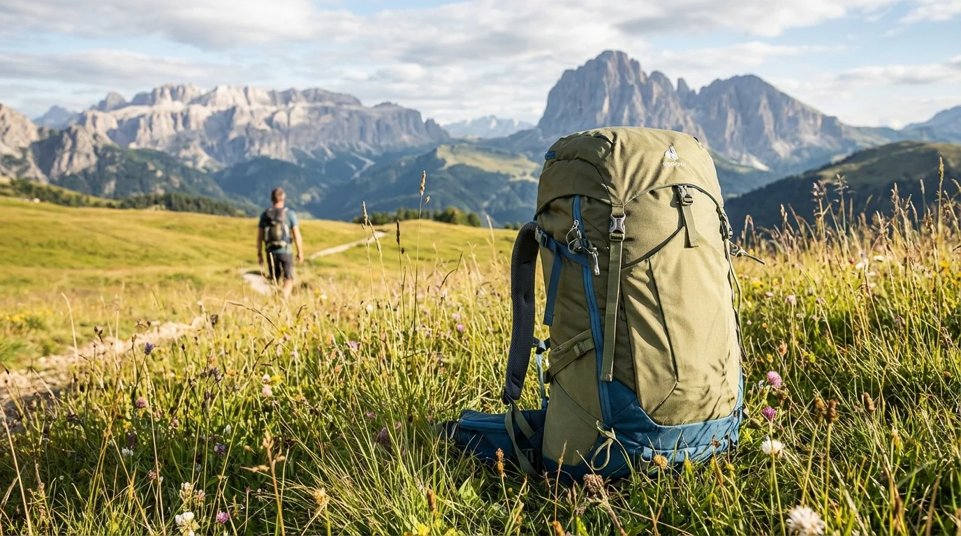 Ich benötige ein Bild von einem modernen bzw. zeitgemäßen Wanderrucksack wie er beim Wandern in der ...