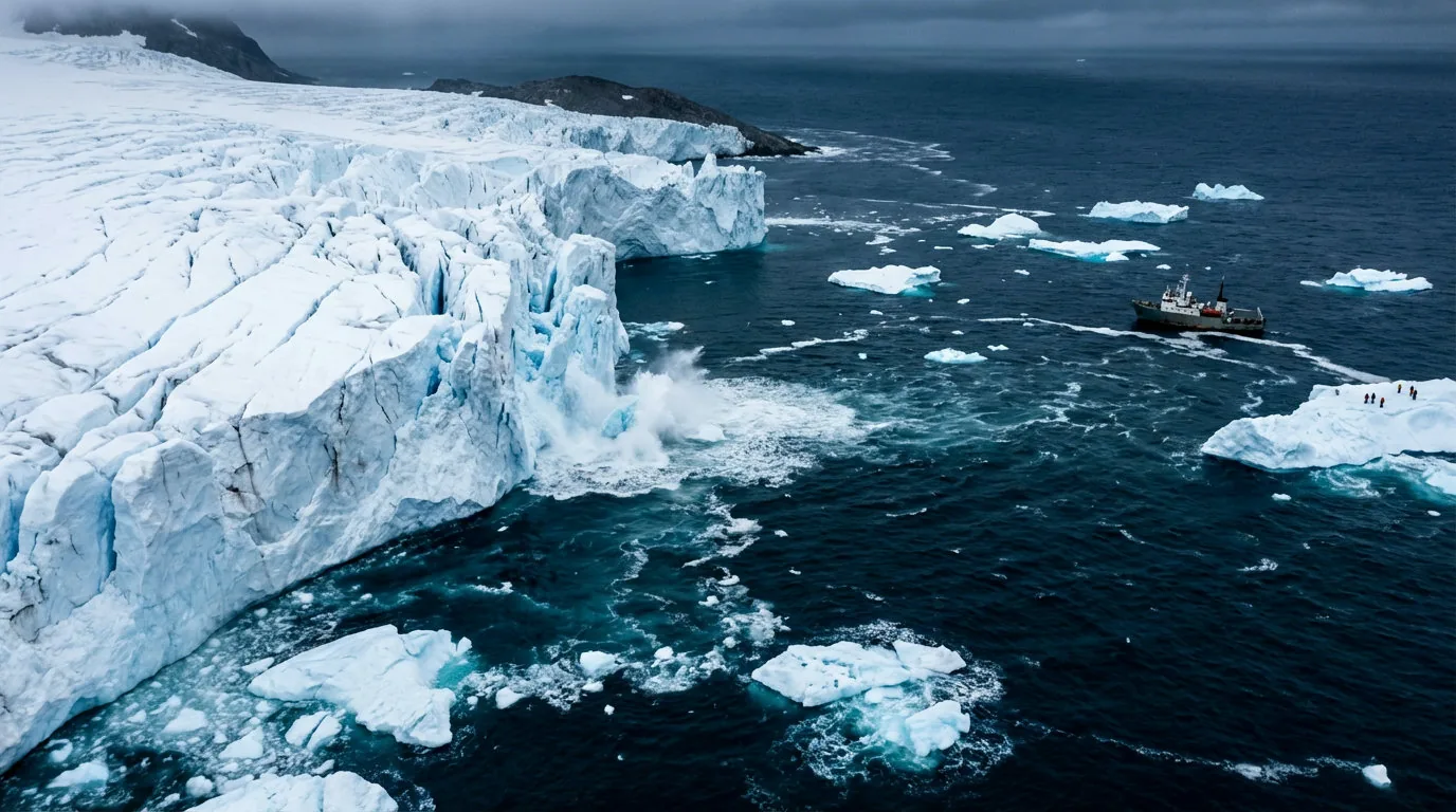 Schmelzender Gletscher trifft auf den Ozean - Symbol für den Klimawandel