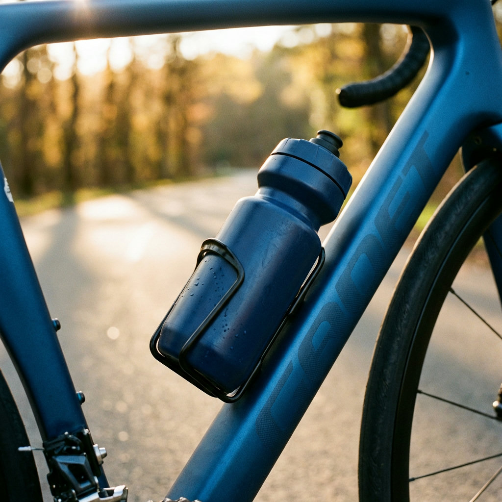 Trinkflasche im Flaschenhalter am Rennrad