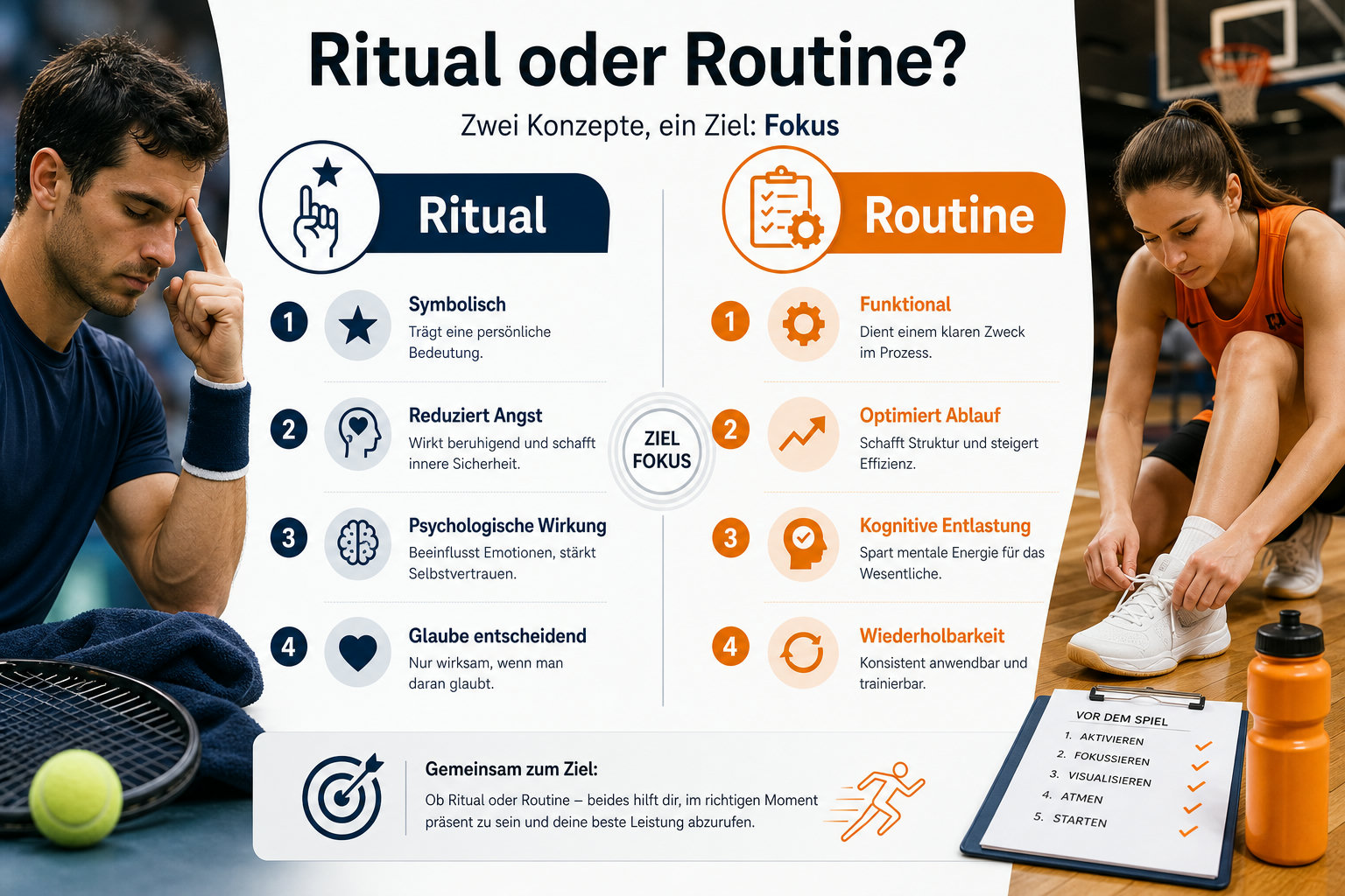 Infografik: Unterschied zwischen Ritual und Routine im Sport