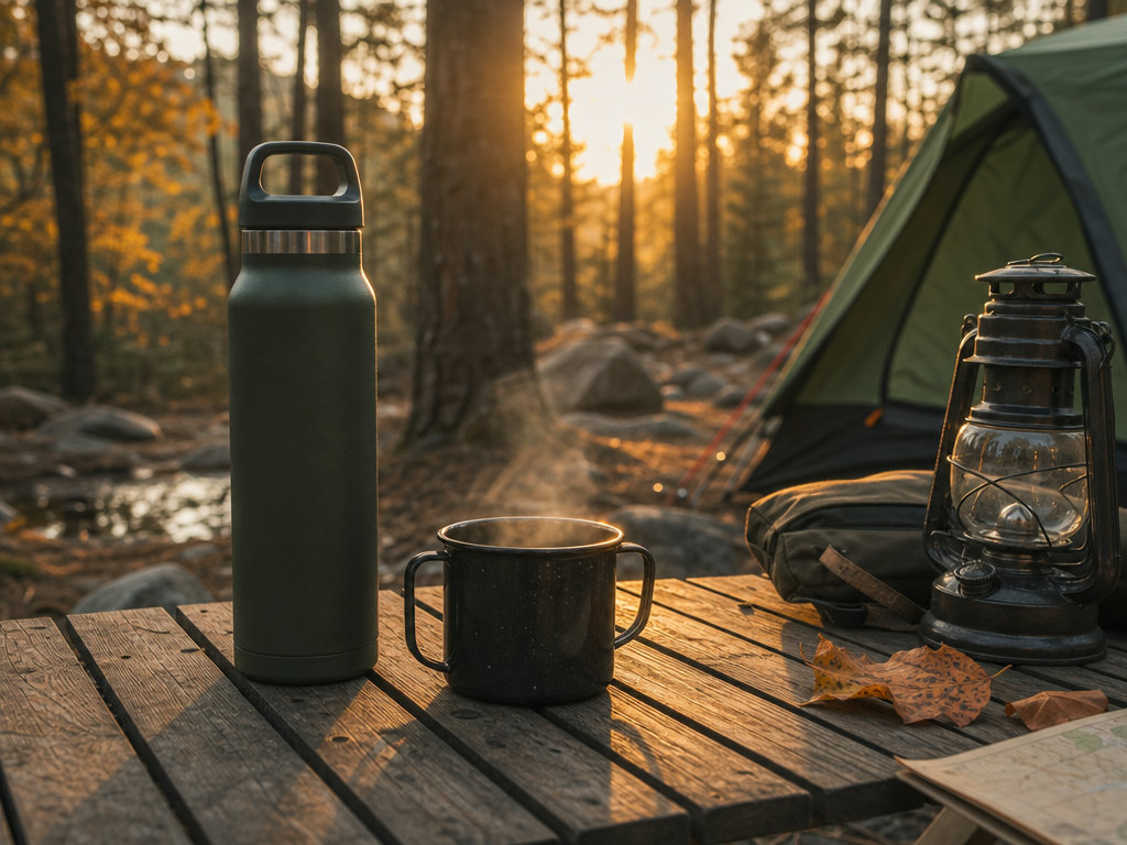 Trinkflaschen und Thermobecher (KI-generierte Darstellung)