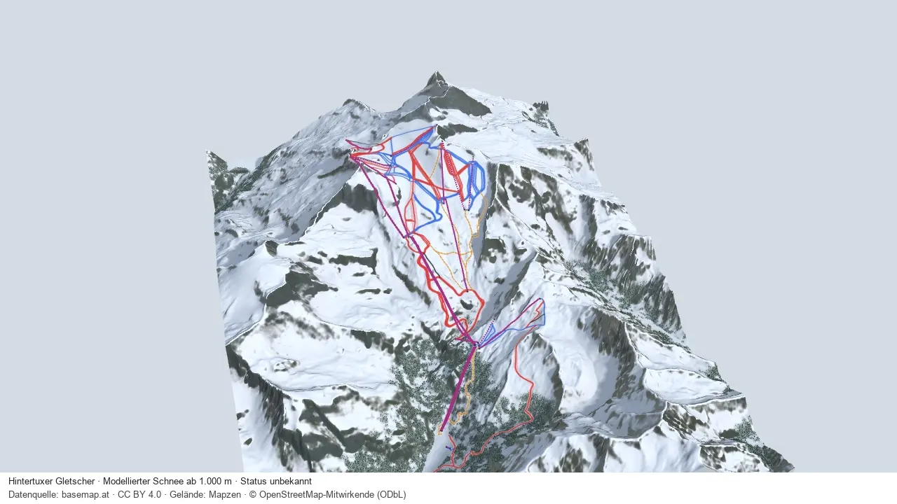 Pistenplan Hintertuxer Gletscher aus der Startansicht