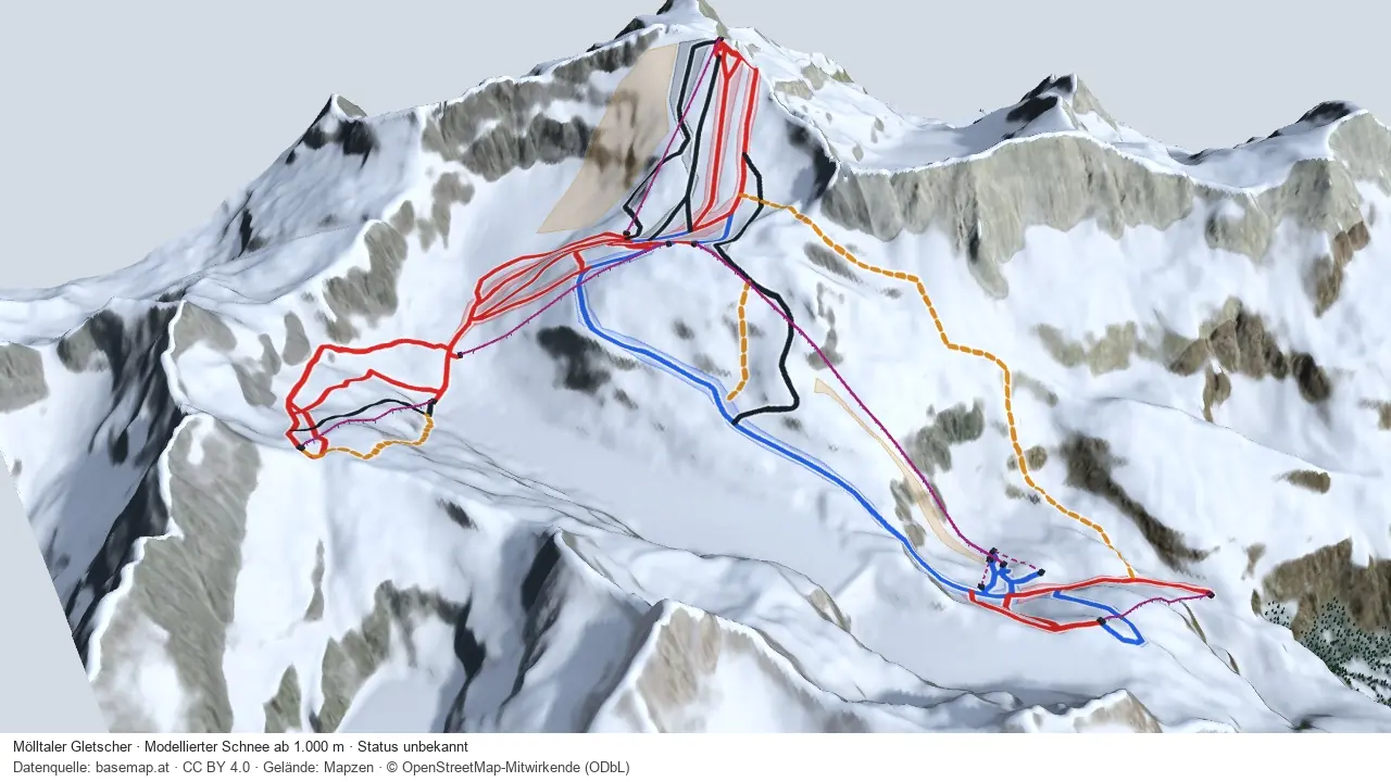 Pistenplan Mölltaler Gletscher aus der Startansicht