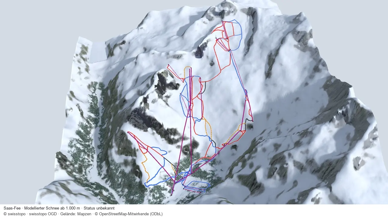 Pistenplan Saas-Fee aus der Startansicht