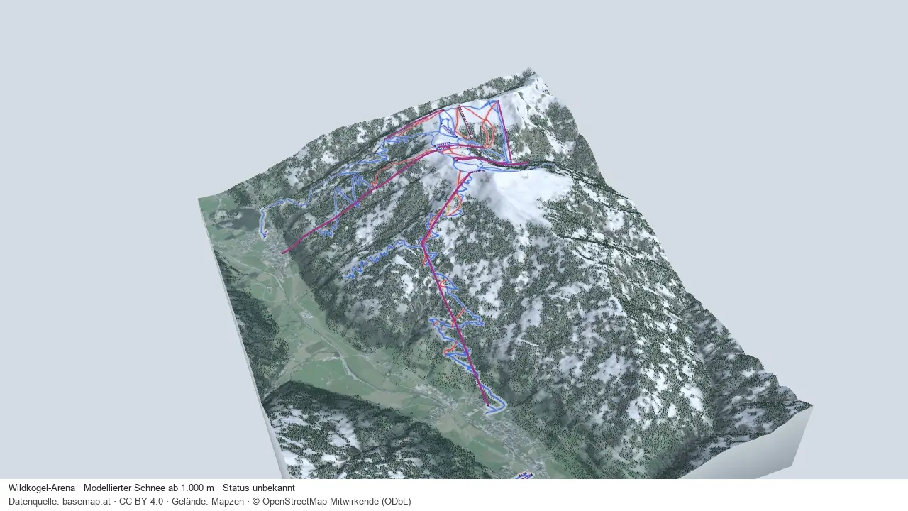 Pistenplan Wildkogel-Arena aus der Startansicht