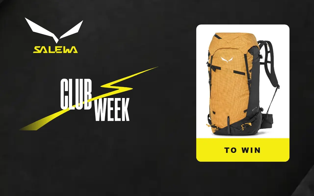 Salewa Club Week: Logo, CLUB WEEK mit Blitz und Gewinn