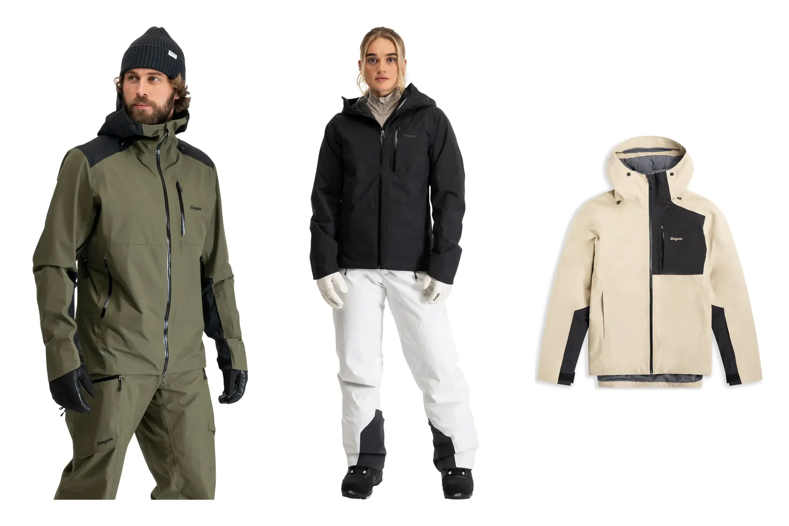 Bergans Oppdal Kollektion: Herren in Oppdal 3L Shell Jacket, Damen in Oppdal Insulated Shell Jacket, Jacke in Beige