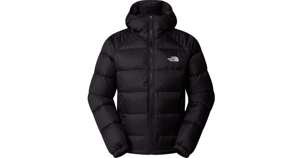 Schwarze Daunenjacke mit Kapuze, The North Face Hydrenalite Down Hoodie, Produktfoto auf weißem Grund