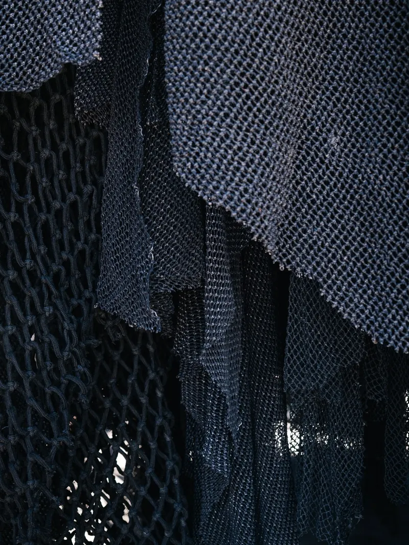 Close-up of discarded fishing nets from which NetPlus yarn is made